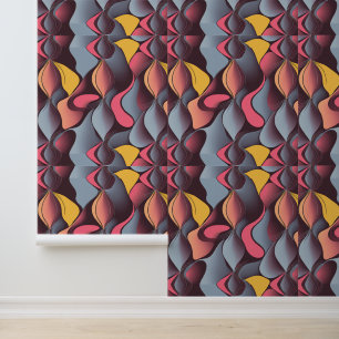 Retro Wave Abstract: Mid-Century Modern Curves Wallpaper