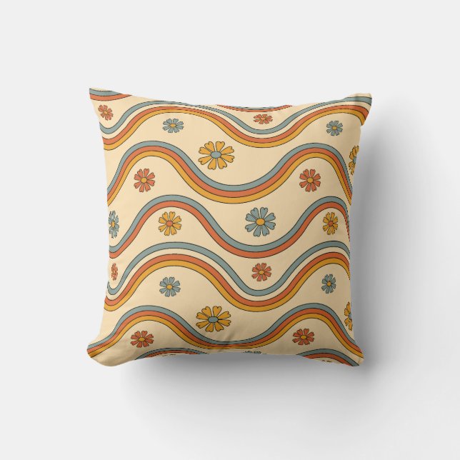 Retro Wave Blooms Cushion (Front)
