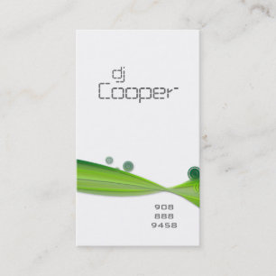 Retro Wave Business Card Lime Green White 2