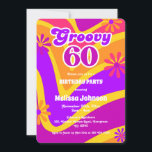 Retro Wave Daisies Groovy 60th Orange Birthday Invitation<br><div class="desc">Retro inspired Groovy 60th birthday invitation with retro waves pattern,  daisies and boho fonts and colours.</div>