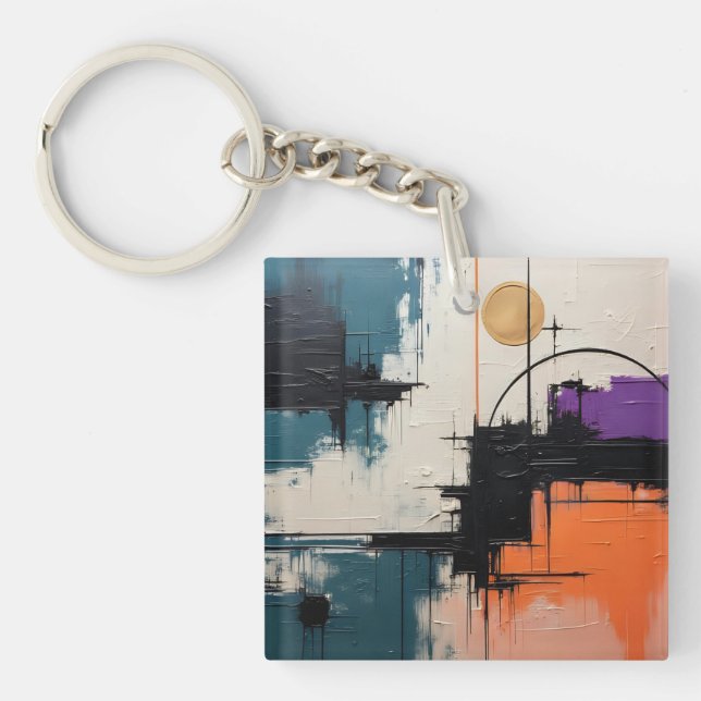 Retro Wave Design 03 - Keychain (Front)