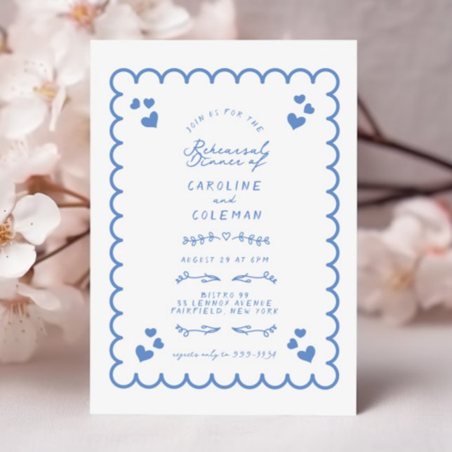 Retro Wave Doodle Handwritten Rehearsal Dinner Invitation (Creator Uploaded)