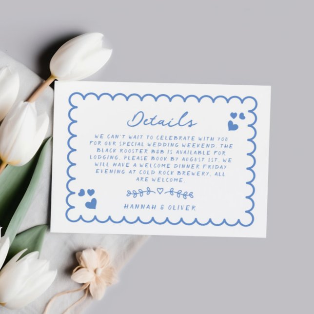 Retro Wave Doodle Handwritten Wedding Details Card (Creator Uploaded)