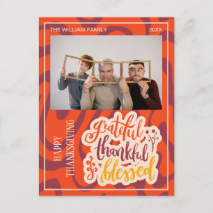 Retro Wave Grateful Thankful Blessed Photo  Postcard