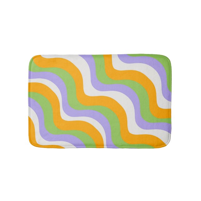 Retro Wave Groovy Curl Layer Abstract Y2k Pattern Bath Mat (Front)