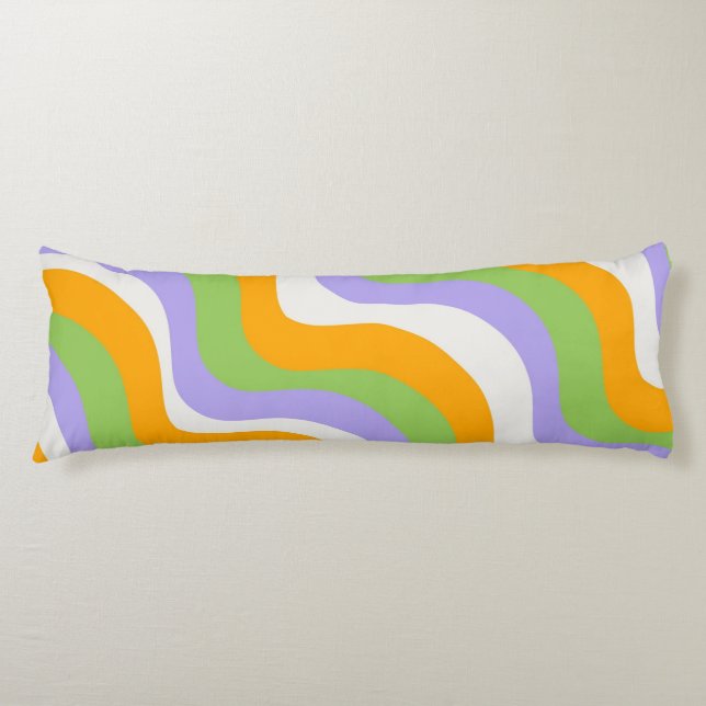 Retro Wave Groovy Curl Layer Abstract Y2k Pattern Body Cushion (Front)