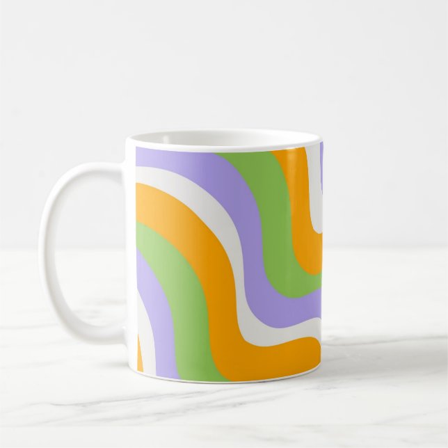 Retro Wave Groovy Curl Layer Abstract Y2k Pattern Coffee Mug (Left)