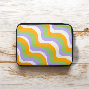 Retro Wave Groovy Curl Layer Abstract Y2k Pattern Laptop Sleeve
