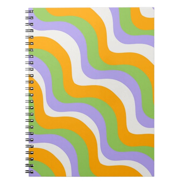 Retro Wave Groovy Curl Layer Abstract Y2k Pattern Notebook (Front)