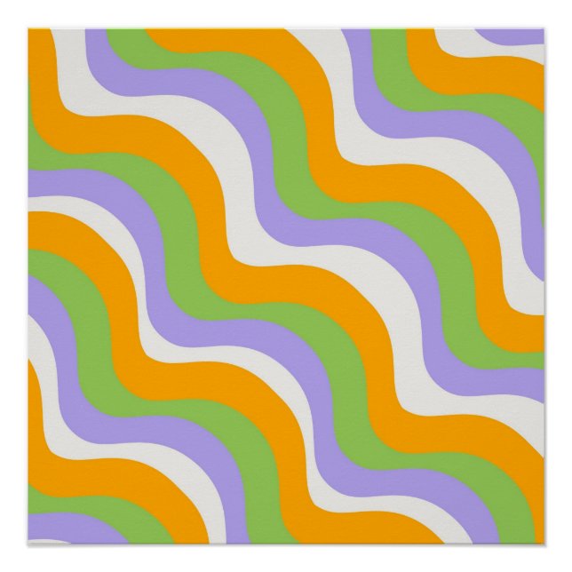 Retro Wave Groovy Curl Layer Abstract Y2k Pattern Poster (Front)