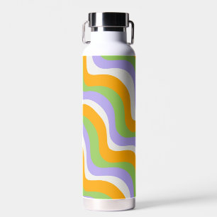 Retro Wave Groovy Curl Layer Abstract Y2k Pattern Water Bottle