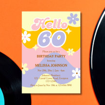 Retro Wave Groovy Flower Hello 60th Birthday
