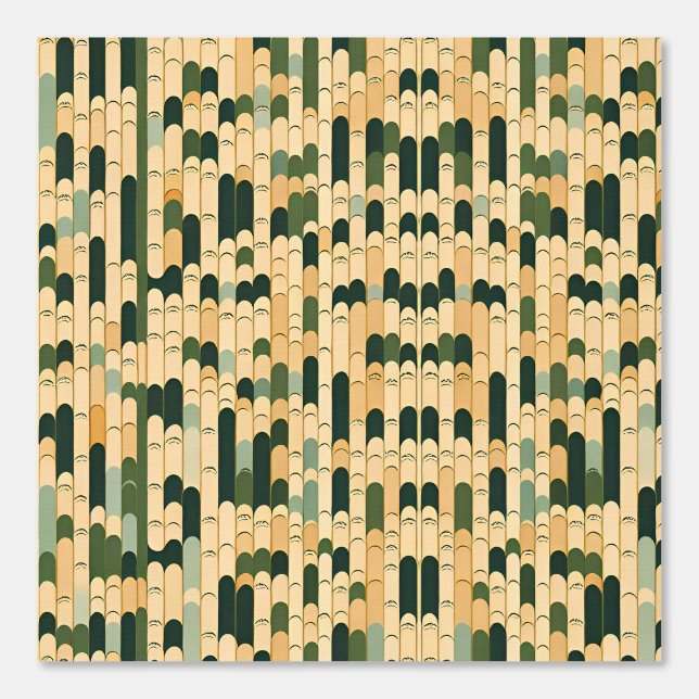 Retro Wave Pattern in Earthy Green and Beige Wallpaper (Front)