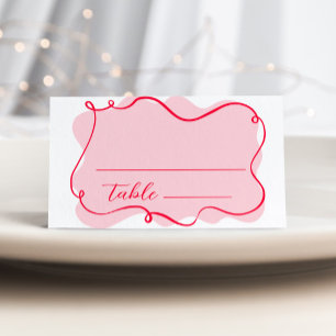 Retro wave pink and red bridal shower place card