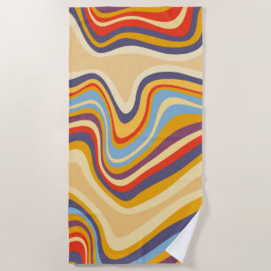 retro wave seaside beach towel