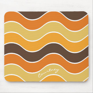 Retro Wave Stripe Brown Mustard Personalised Mouse Pad