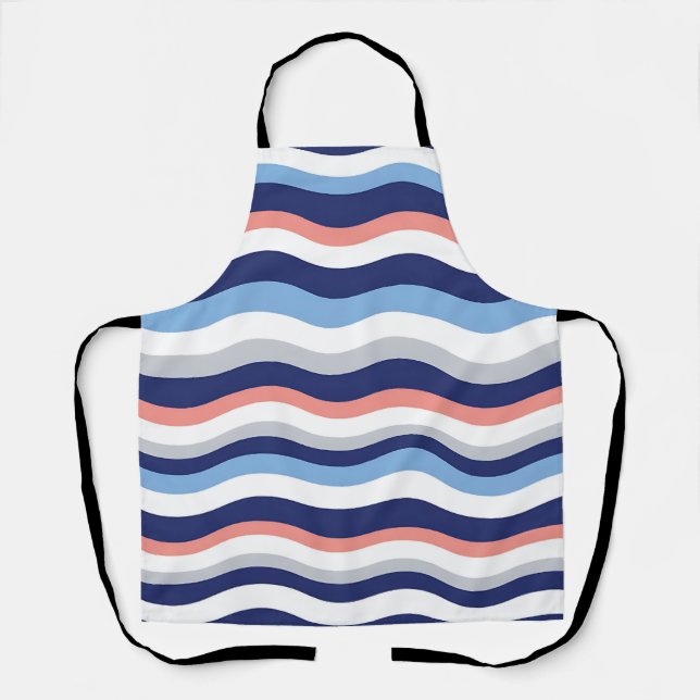 Retro Wave Stripes Pattern Apron (Front)