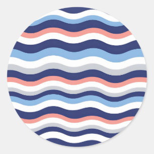 Retro Wave Stripes Pattern Classic Round Sticker