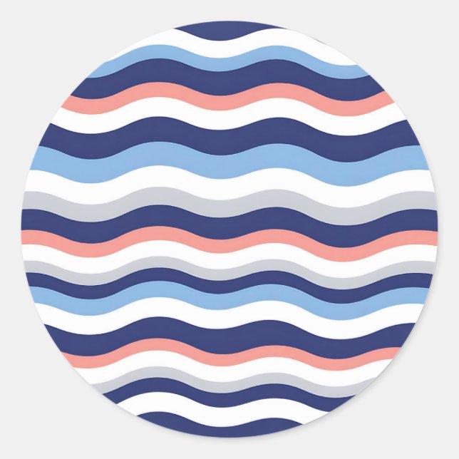 Retro Wave Stripes Pattern Classic Round Sticker (Front)