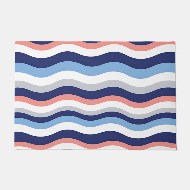 Retro Wave Stripes Pattern Doormat (Front)