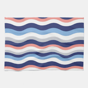 Retro Wave Stripes Pattern Tea Towel