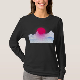 Retro Wave Sunset On White Bg 90s 80s Aesthetic Su T-Shirt