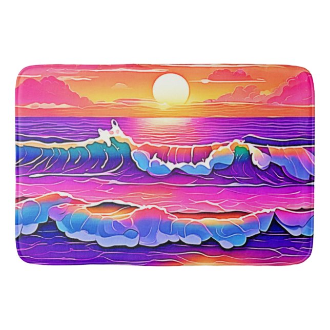 Retro Wave Sunset Serenity Bath Mat (Front)