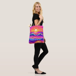 Retro Wave Sunset Serenity Tote Bag