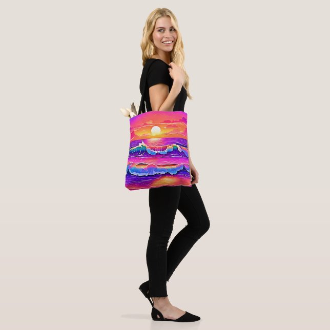 Retro Wave Sunset Serenity Tote Bag (On Model)