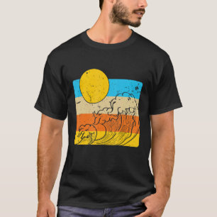 Retro Wave Surfboard Vintage Ocean Surfing Surfer T-Shirt