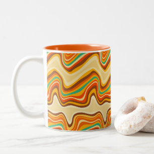 retro wave warm Two-Tone coffee mug