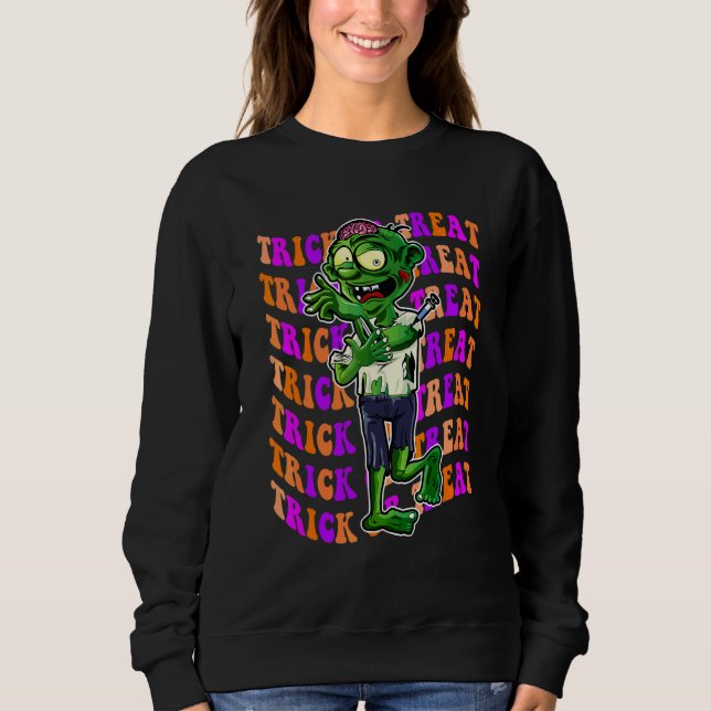 Retro Wave  Zombie Halloween Sweatshirt (Front)