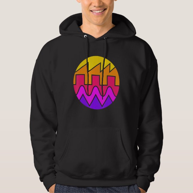 Retro Waveform Synthesizer Sound Wave Electronic M Hoodie (Front)