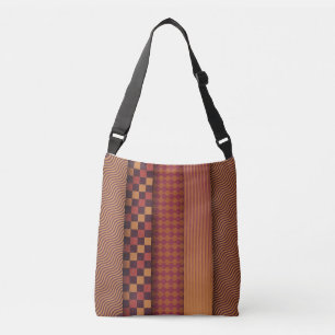 Retro Waves and Geometric Midcentury Pattern Crossbody Bag