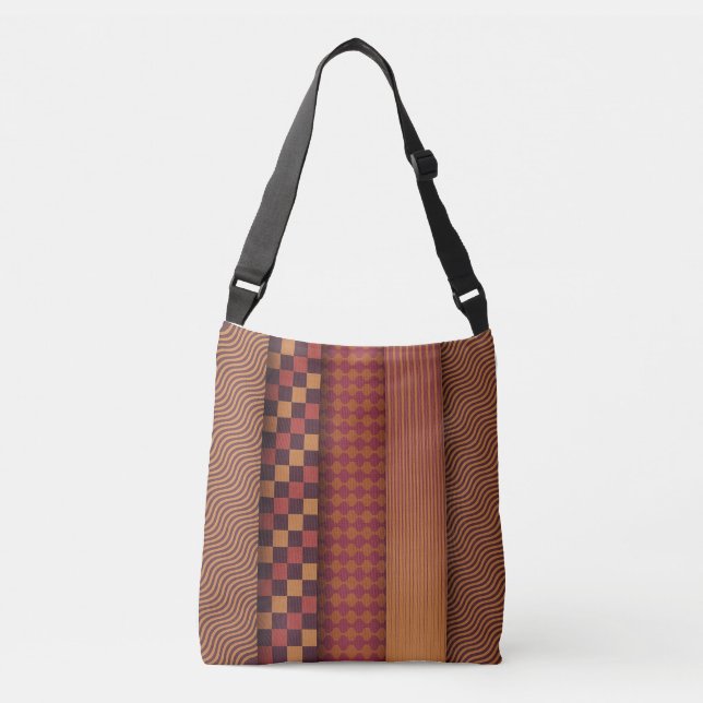 Retro Waves and Geometric Midcentury Pattern Crossbody Bag (Front)