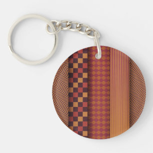 Retro Waves and Geometric Midcentury Pattern Key Ring