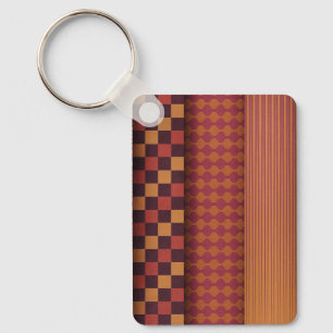 Retro Waves and Geometric Midcentury Pattern Key Ring