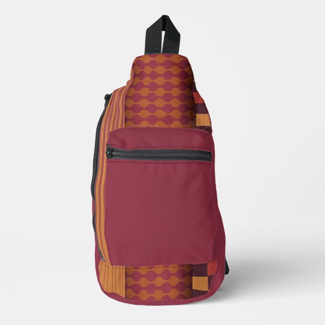 Retro Waves and Geometric Midcentury Pattern Sling Bag (Front)