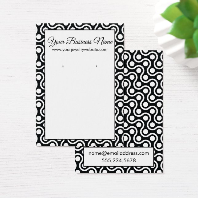 Retro Waves & Dots Patterns Earring Display Cards (Desk)