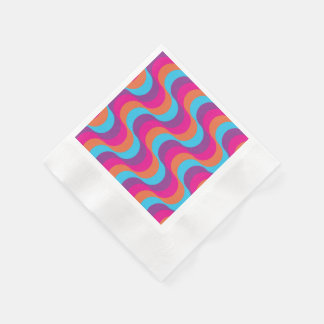 Retro waves in blue, orange, pink and purple napkin