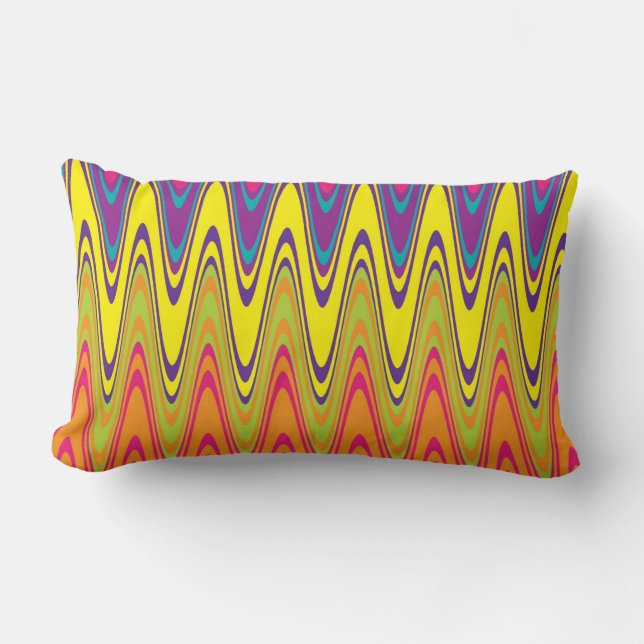 Retro Waves Lumbar Pillow (Front)