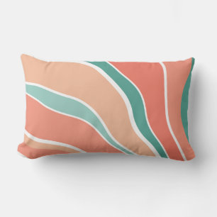 Retro Waves - Orange and Green Lumbar Cushion