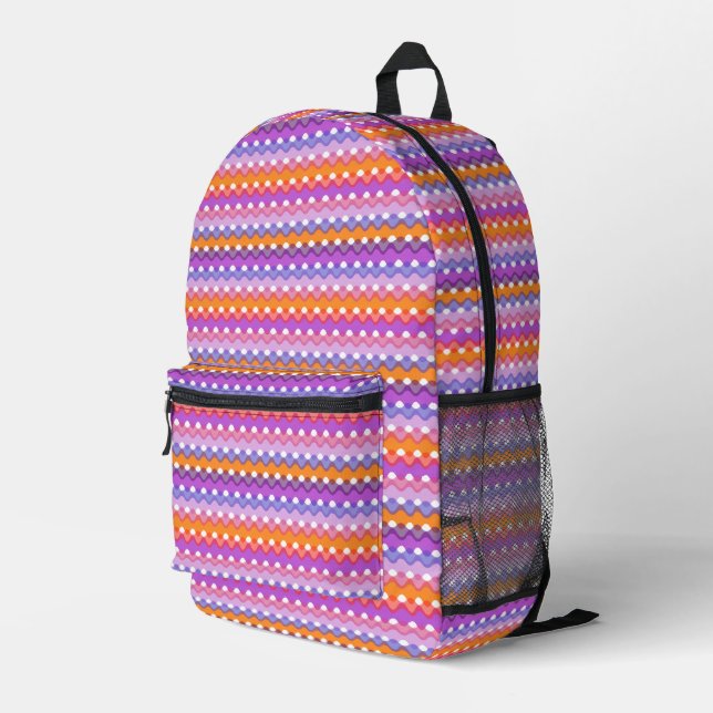Retro Waves Printed Backpack (Back Corner Right)