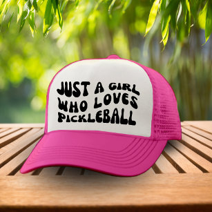 Retro Wavy 70s Just A Girl Who Loves Pickleball Trucker Hat