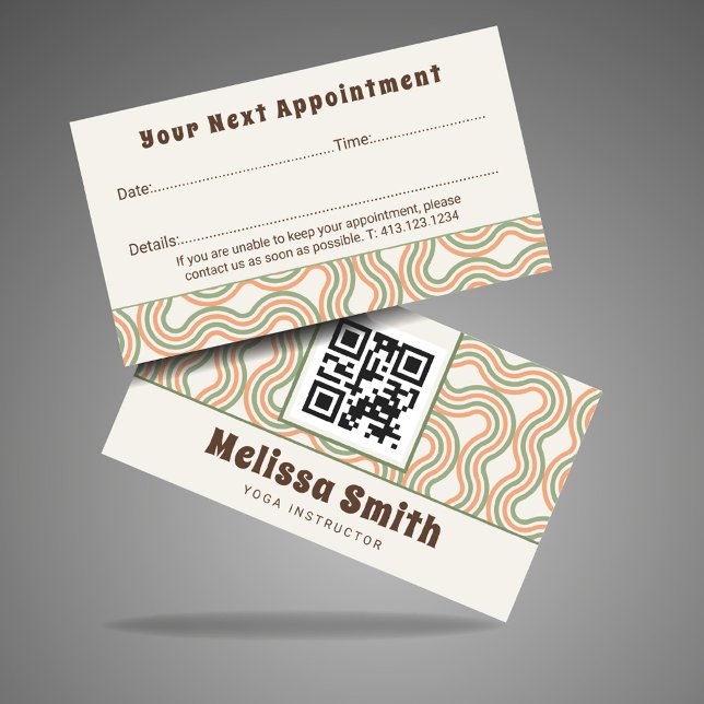 Retro Wavy Abstract Pattern Appointment Reminder  Card (Creator Uploaded)