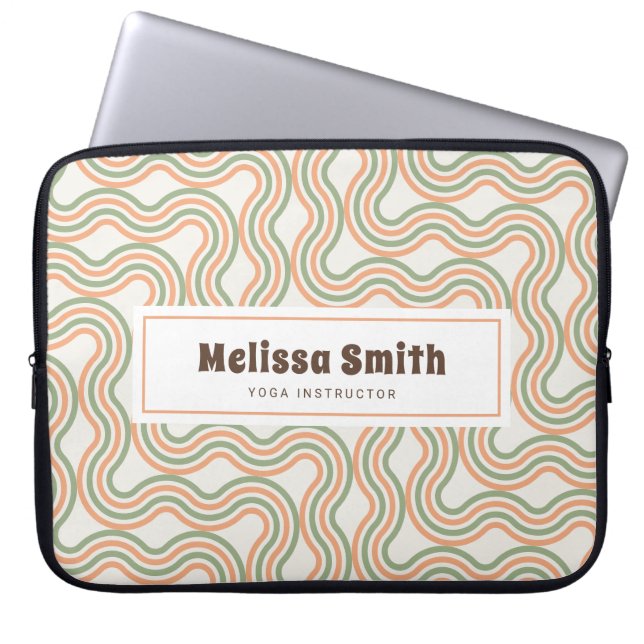 Retro Wavy Abstract Pattern Business Laptop Sleeve (Front)