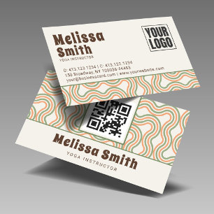 Retro Wavy Abstract Pattern Custom Business Card