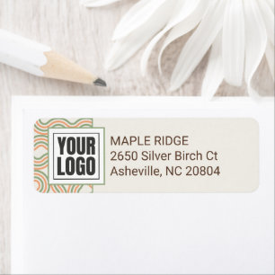 Retro Wavy Abstract Pattern Return Address Label