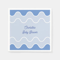 Retro Wavy Blue Curve Baby Shower