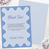 Retro Wavy Blue Curve Border Baby Shower